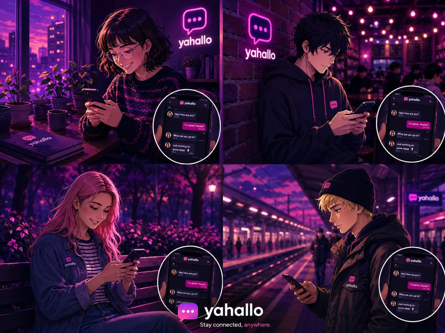 Yahallo kullanıcıları sohbet ederken